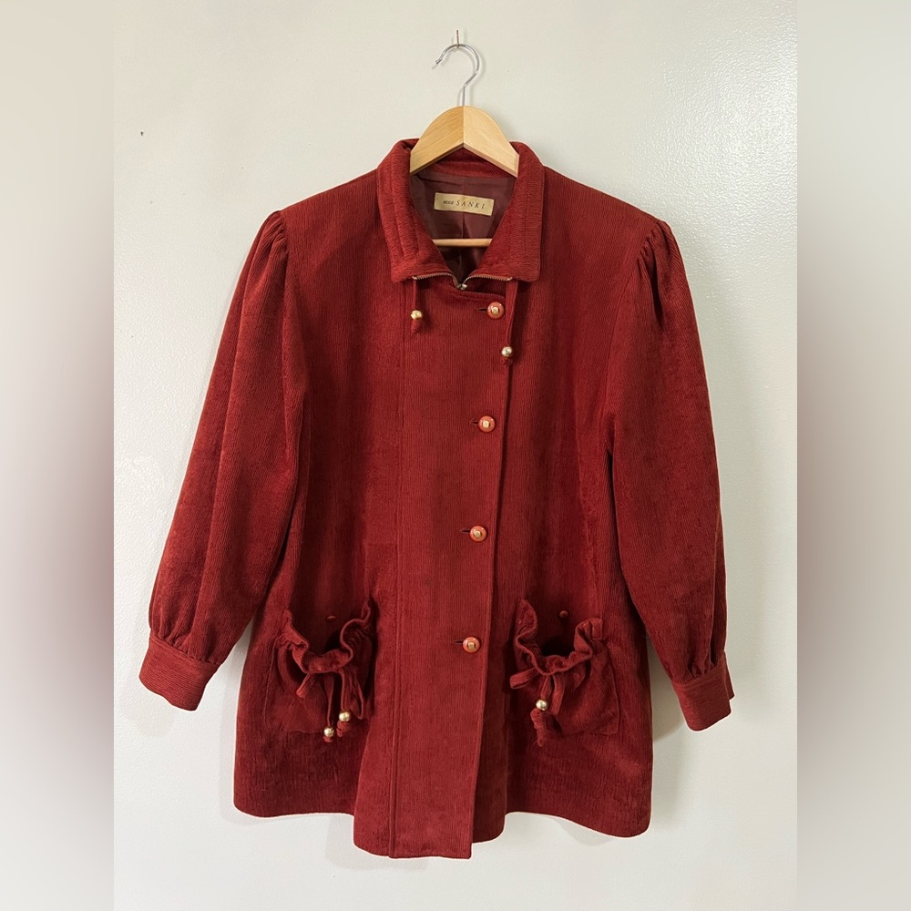 VINTAGE - 90's Micro Corduroy with Mini Shoulder Puff, Lined Spring Jacket